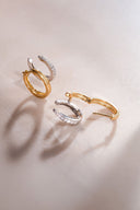 Gold 925 sterling silver earrings with shiny stones 07