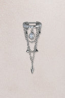 Silver Pear and crystal stone chain detailed 925 sterling silver cartilage earrings 61