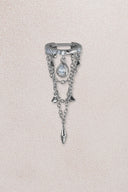 Silver Pear and crystal stone chain detailed 925 sterling silver cartilage earrings 61