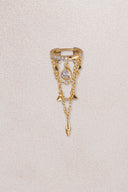 Gold Pear and crystal stone chain detailed 925 sterling silver cartilage earrings 61