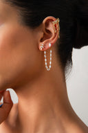Gold Pear and crystal stone chain detailed 925 sterling silver cartilage earrings 61