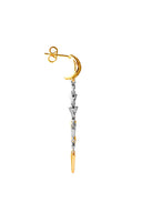 Gold Long 925 sterling silver earrings with shiny stone arrangement details 100