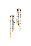 Gold Long 925 sterling silver earrings with shiny stone arrangement details 100