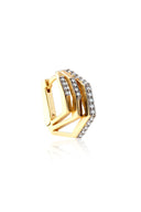 Gold 925 Sterling silver earrings with geometric form and crystal stone details 102