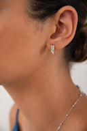 Gold 925 Sterling silver earrings with geometric form and crystal stone details 102