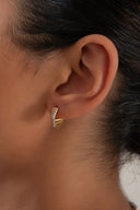 Gold 925 Sterling silver earrings with geometric form and crystal stone details 102