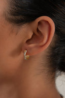 Gold 925 Sterling silver earrings with geometric form and crystal stone details 102