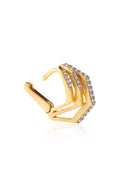 Gold 925 Sterling silver earrings with geometric form and crystal stone details 102