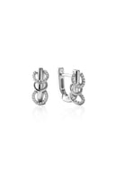 Silver 925 sterling silver earrings with hoop design details and crystal stone embellishments 108