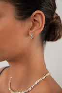 Silver 925 sterling silver earrings with hoop design details and crystal stone embellishments 108