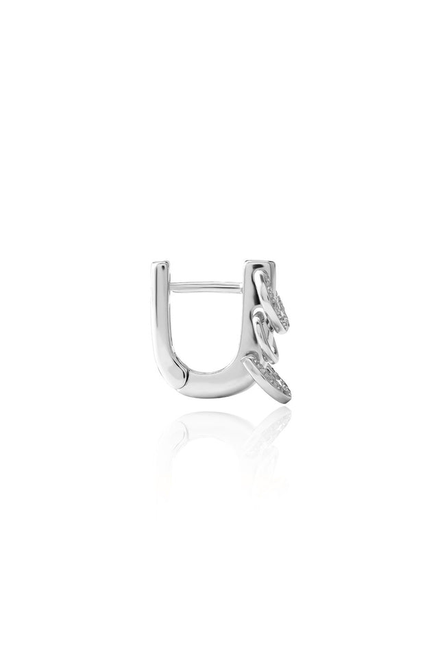 Silver 925 sterling silver earrings with hoop design details and crystal stone embellishments 108