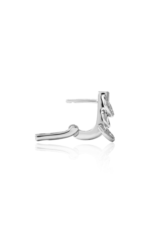Silver 925 sterling silver earrings with hoop design details and crystal stone embellishments 108