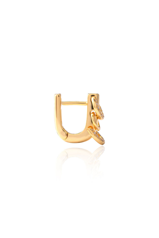 Gold 925 sterling silver earrings with hoop design details and crystal stone embellishments 108