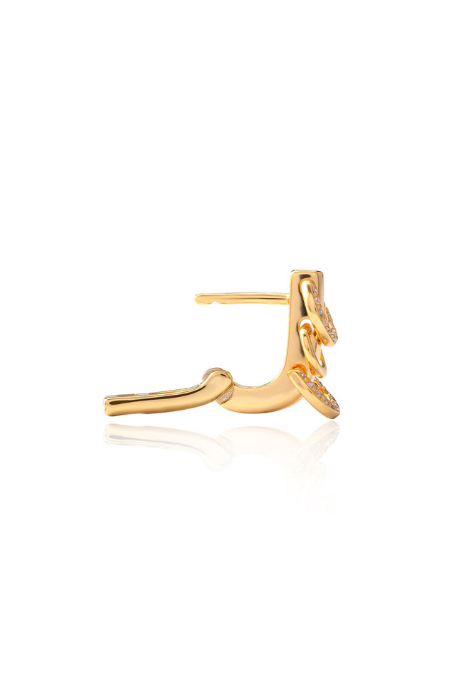 Gold 925 sterling silver earrings with hoop design details and crystal stone embellishments 108