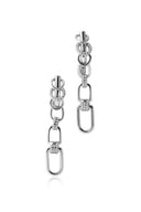 Silver 925 sterling silver earring with chain link and crystal stone details 110