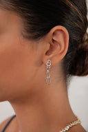 Silver 925 sterling silver earring with chain link and crystal stone details 110