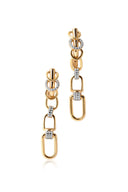 Gold 925 sterling silver earring with chain link and crystal stone details 110