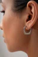 Gold 925 sterling silver earring with embossed details and geometric form 130