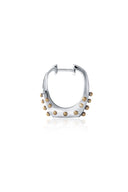 Gold 925 sterling silver earring with embossed details and geometric form 130