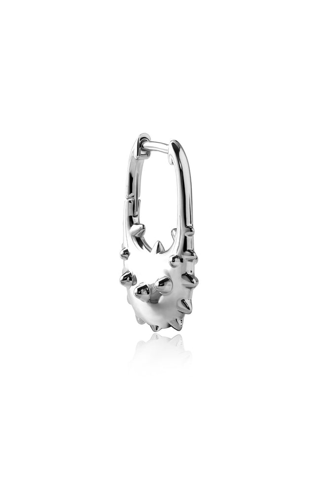 Silver 925 sterling silver earring with pointed embossed details 131