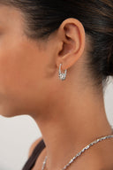 Silver 925 sterling silver earring with pointed embossed details 131