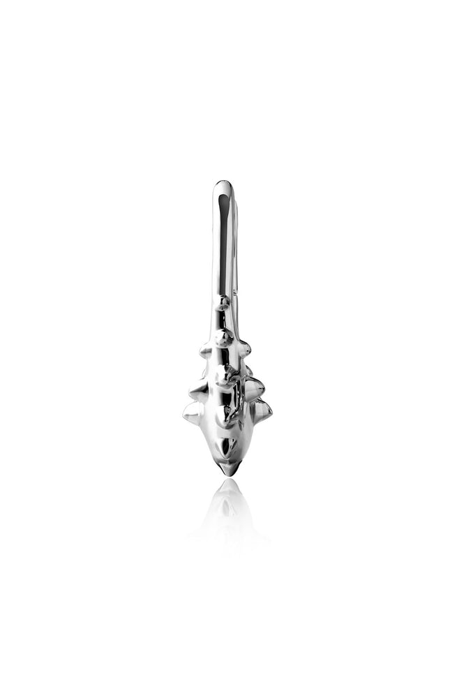 Silver 925 sterling silver earring with pointed embossed details 131