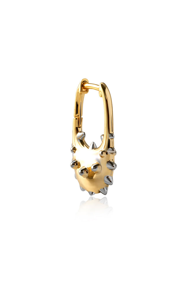 Gold 925 sterling silver earring with pointed embossed details 131
