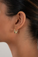 Gold 925 sterling silver earring with pointed embossed details 131