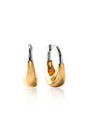 Gold Curved form detailed 925 sterling silver earring 134