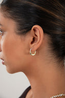 Gold Curved form detailed 925 sterling silver earring 134