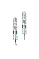 Silver 925 sterling silver dangling earrings with green accents and crystal stones 137