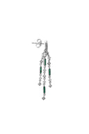 Silver 925 sterling silver dangling earrings with green accents and crystal stones 137
