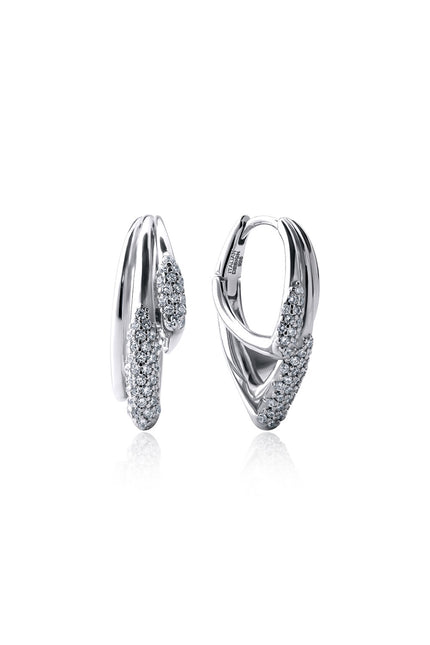 Silver Curved design with crystal stone detail 925 sterling silver earring 138.