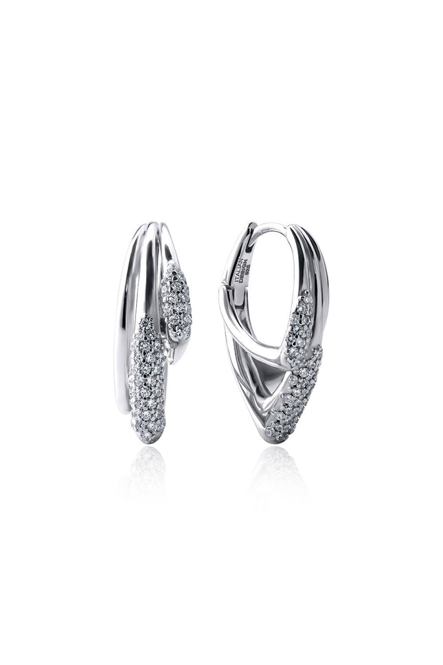 Silver Curved design with crystal stone detail 925 sterling silver earring 138.