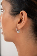 Silver Curved design with crystal stone detail 925 sterling silver earring 138.