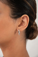 Silver Curved design with crystal stone detail 925 sterling silver earring 138.