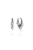 Silver Curved and dangling crystal stone detailed 925 sterling silver earring 140