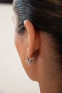 Silver Curved and dangling crystal stone detailed 925 sterling silver earring 140