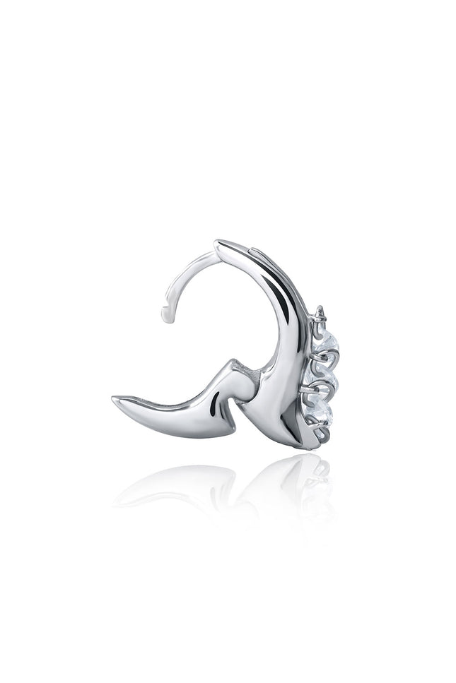 Silver Curved and dangling crystal stone detailed 925 sterling silver earring 140