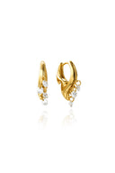 Gold Curved and dangling crystal stone detailed 925 sterling silver earring 140