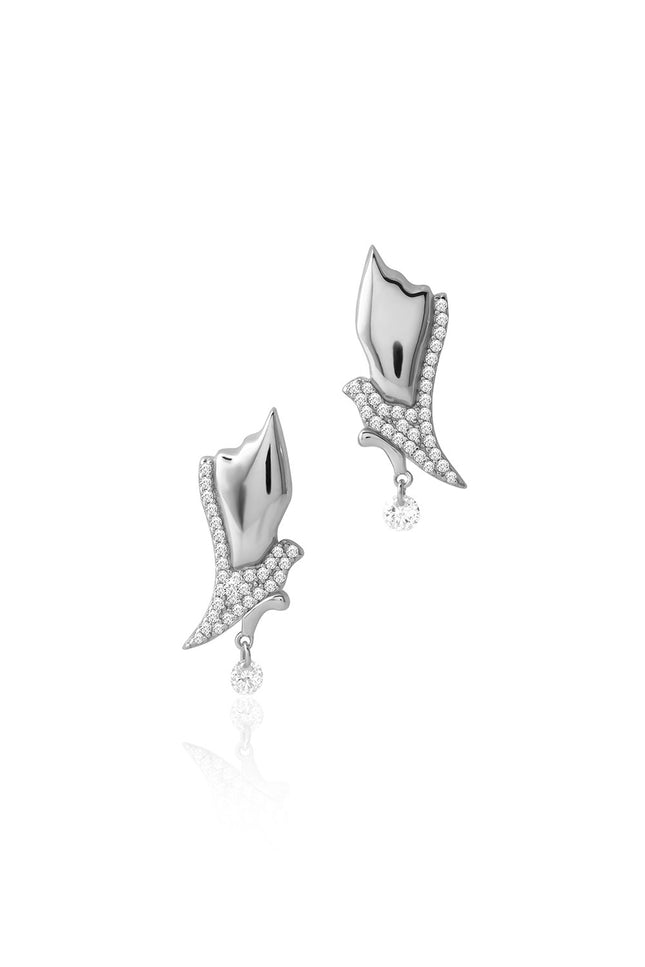 Silver Crystal stone detailed dangling 925 sterling silver earrings 141