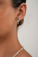 Silver Crystal stone detailed dangling 925 sterling silver earrings 141