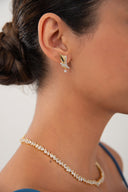 Gold Crystal stone detailed dangling 925 sterling silver earrings 141