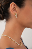 Gold Crystal stone detailed dangling 925 sterling silver earrings 141