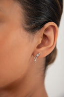 Silver 925 sterling silver earrings with moving and crystal stone details 142