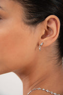 Silver 925 sterling silver earrings with moving and crystal stone details 142