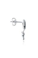 Silver 925 sterling silver earrings with moving and crystal stone details 142