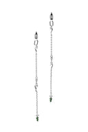 Silver 925 sterling silver earrings with long chain and crystal stone details 143