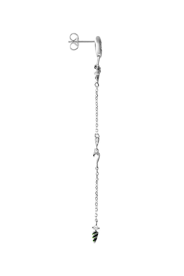 Silver 925 sterling silver earrings with long chain and crystal stone details 143