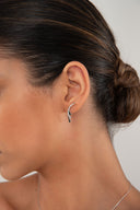 Silver 925 sterling silver earring with black enamel and crystal stone details 153